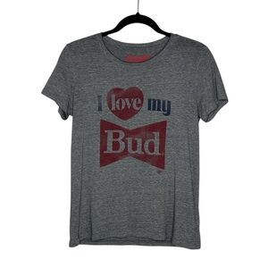 LUCKY BRAND I Love My Bud Budweiser Gray Tee size XS